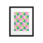 Mid-Century Modern Geometric Christmas Triangles - Green Pink White Framed Art Print Gallery Image 6