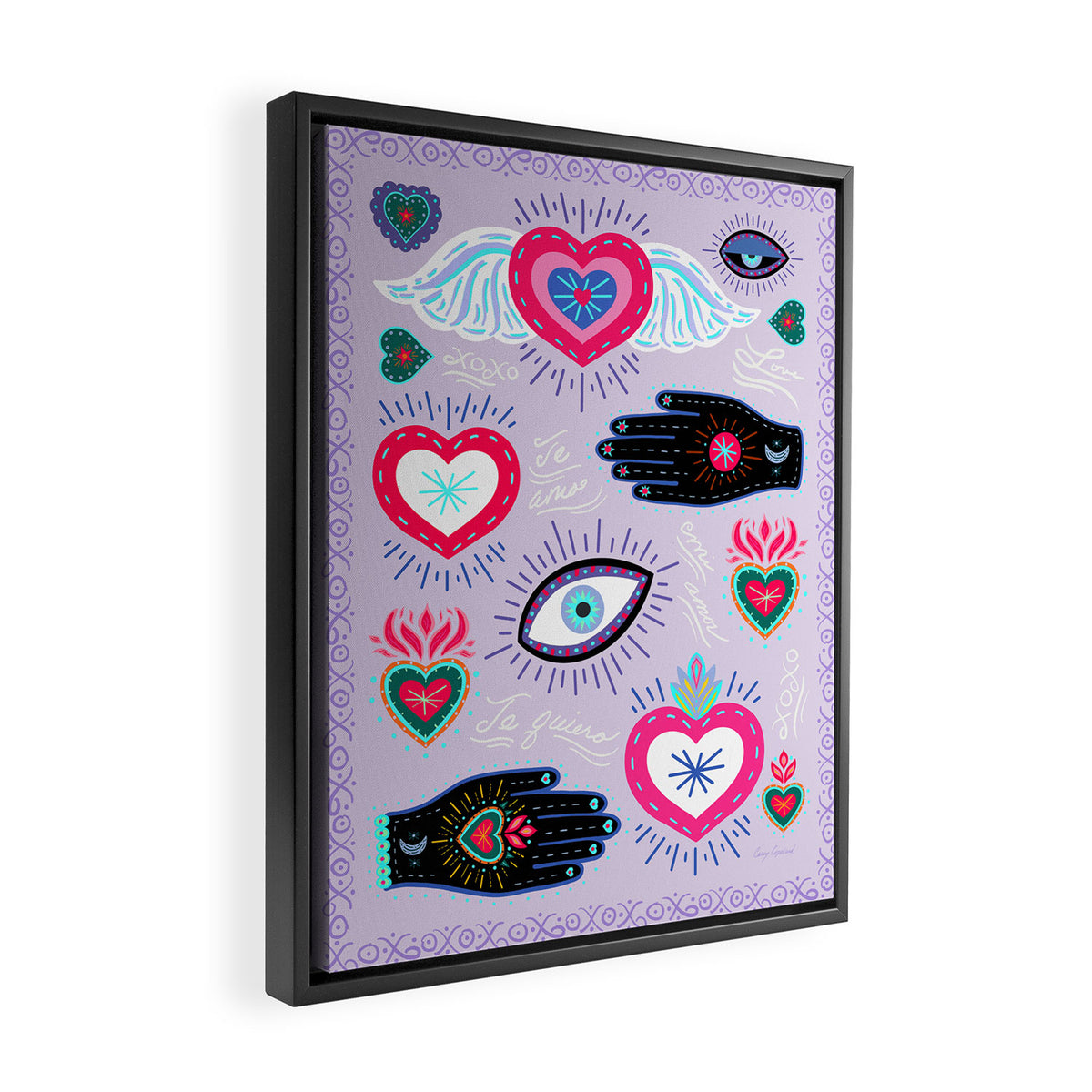 Milagro love heart - Lavender Framed Canvas Print Gallery Image 2
