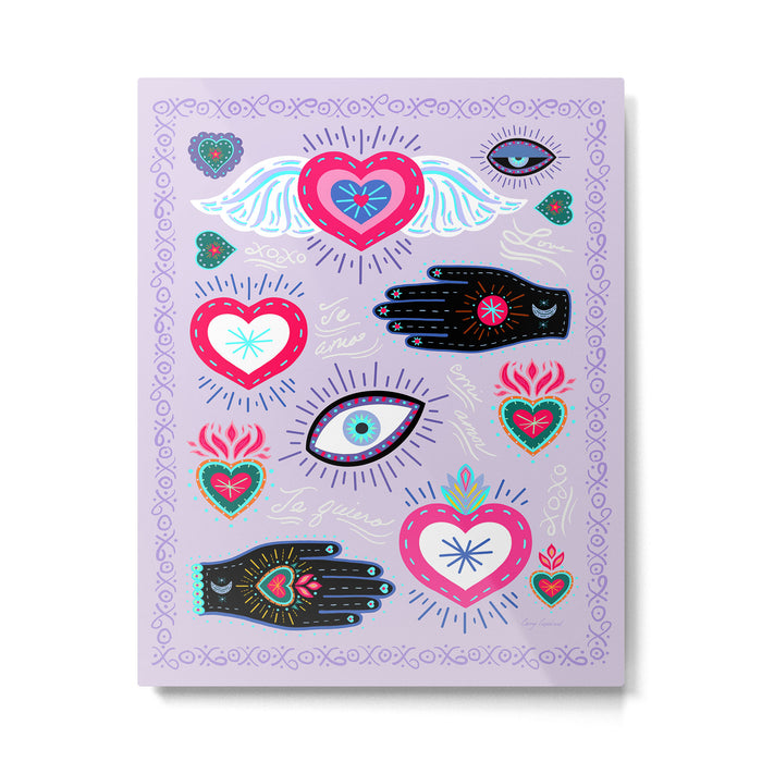 Milagro love heart - Lavender Metal Print Gallery Image 1