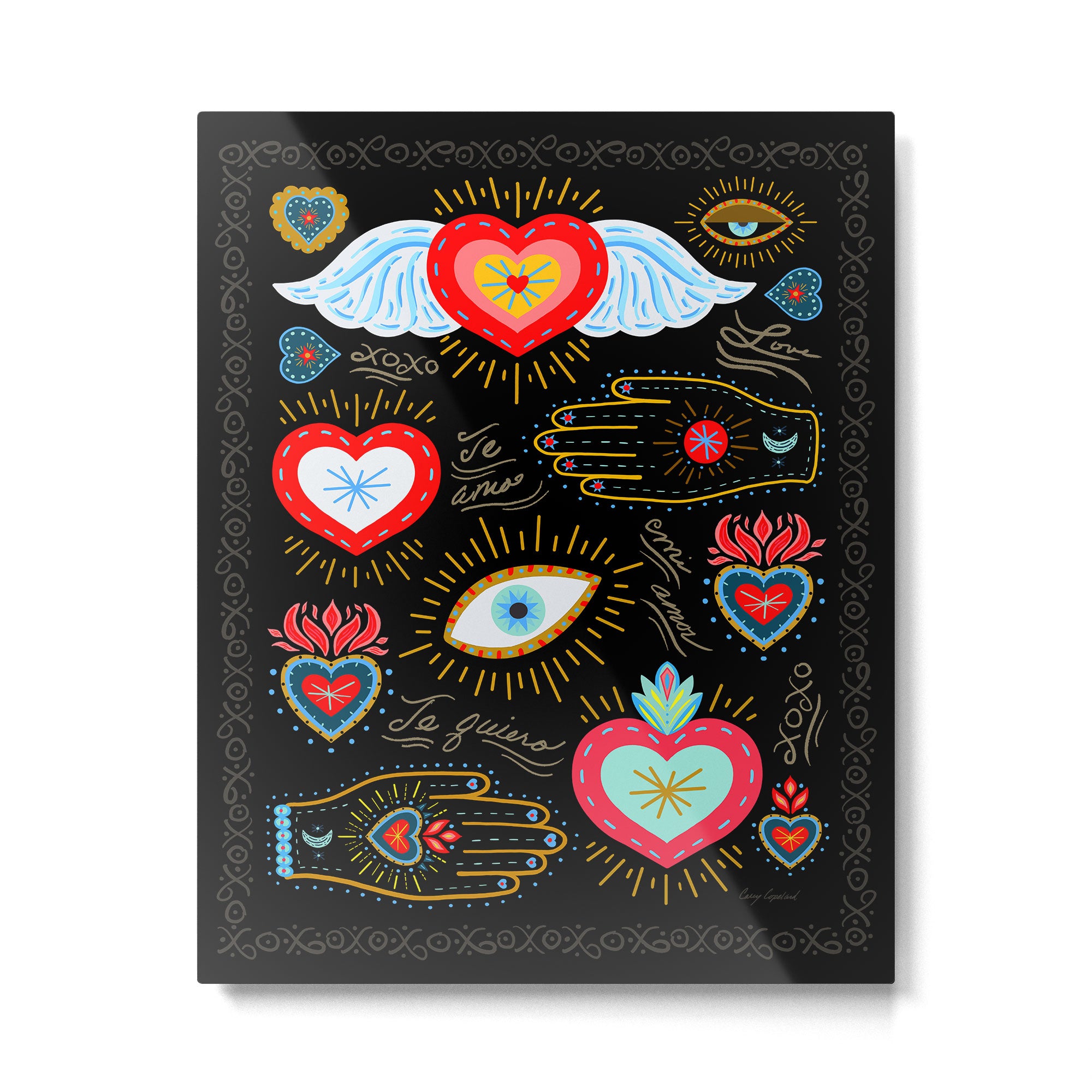 Milagro Love Hearts - Black Metal Print Gallery Image 6
