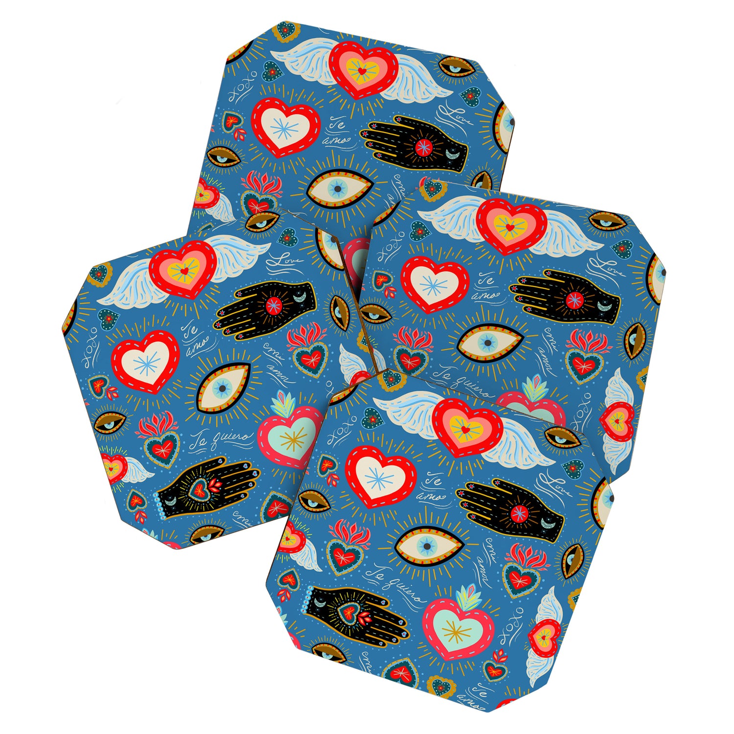 Milagro love hearts - blue Coaster Gallery Image 1