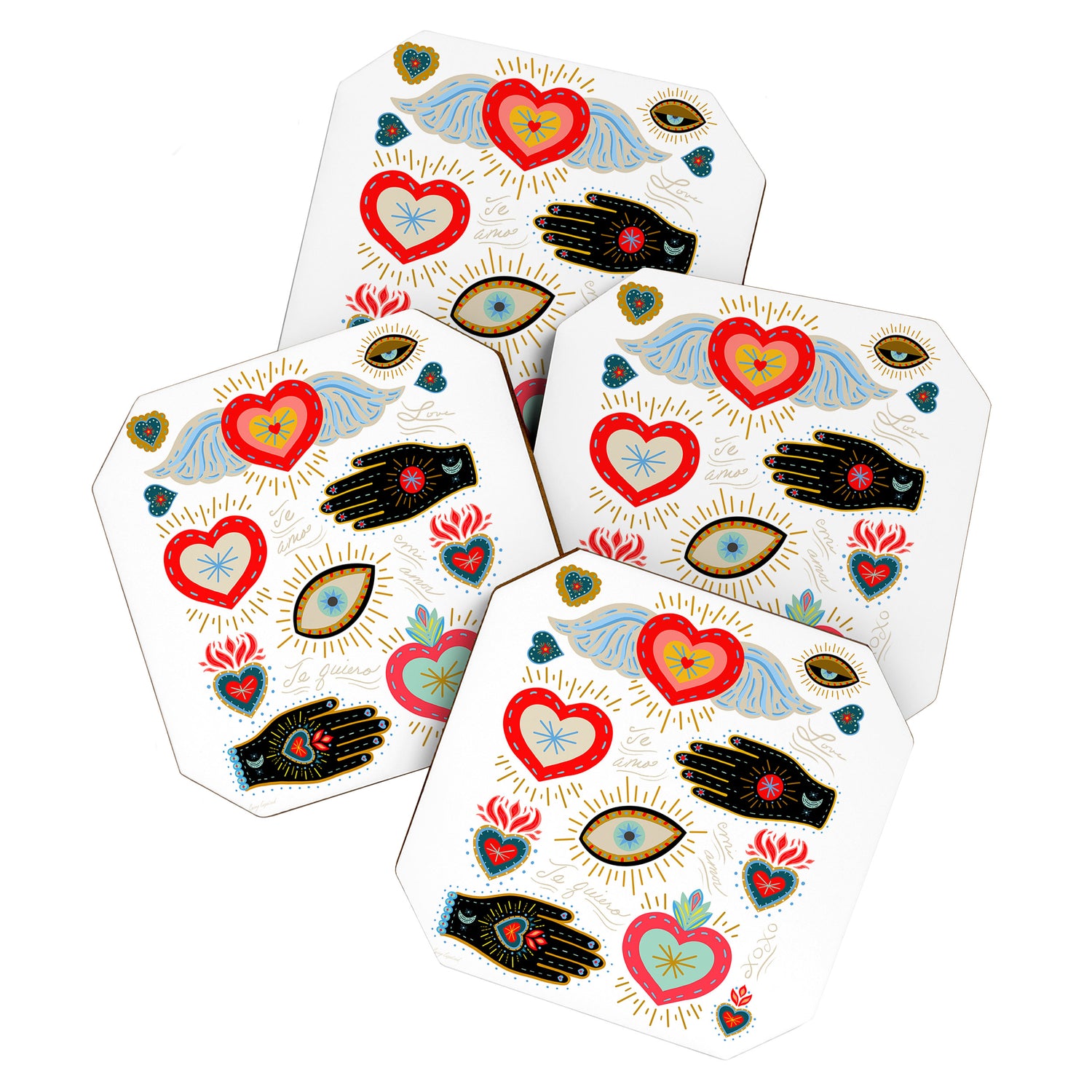 Milagro Love Hearts - White Coaster Gallery Image 1