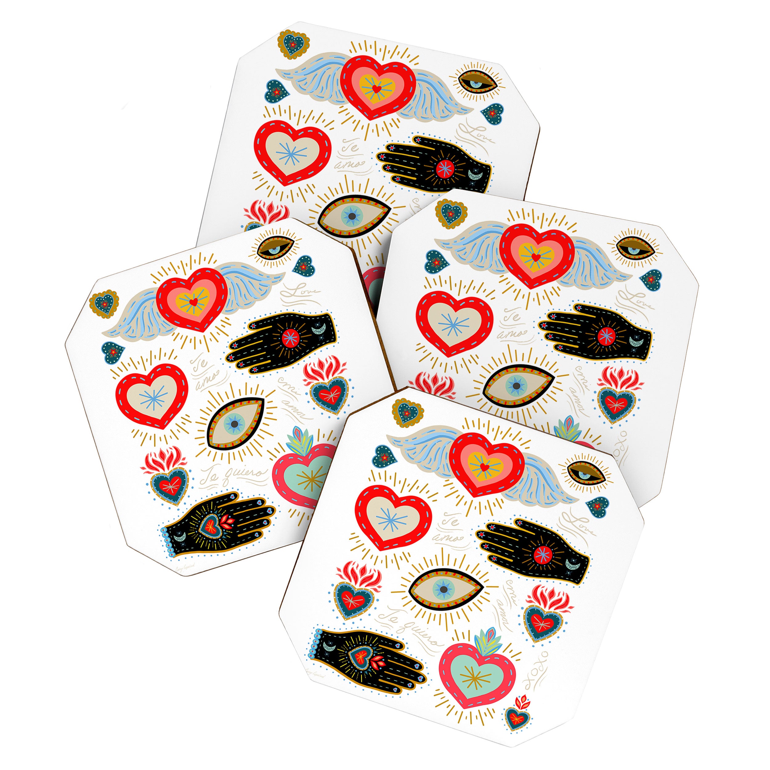 Milagro Love Hearts - White Coaster Gallery Image 1