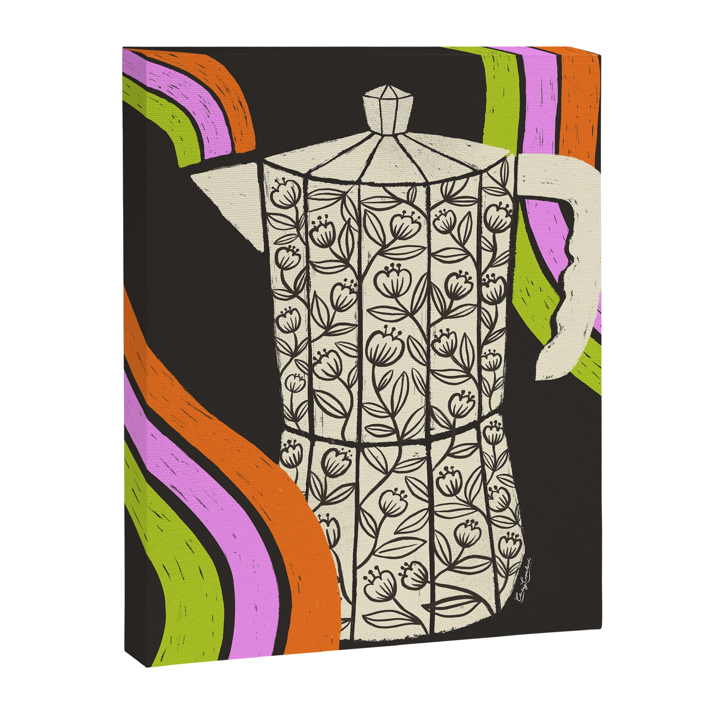 Moka Pot Rainbow - Black Canvas Print Gallery Image 8