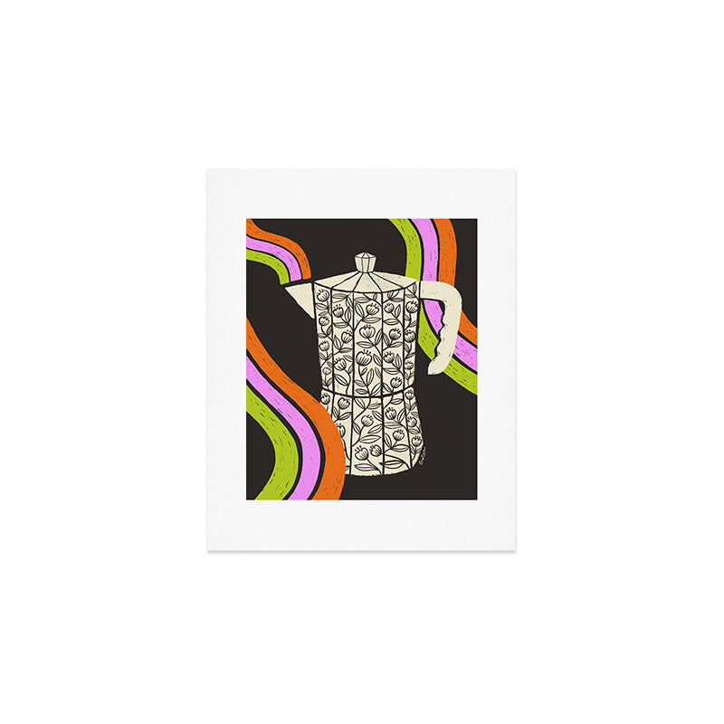 Moka Pot Rainbow - Black Art Print Gallery Image 1