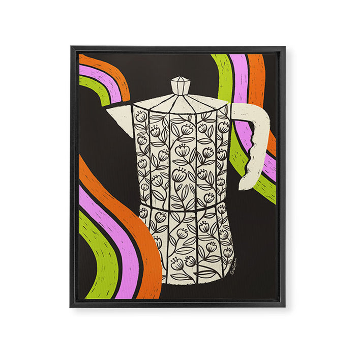Moka Pot Rainbow - Black Framed Canvas Print Gallery Image 1