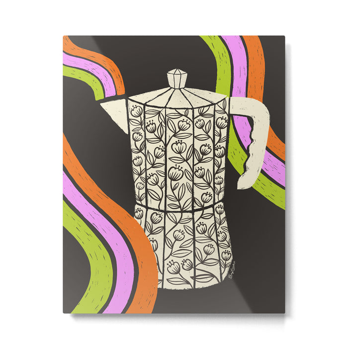 Moka Pot Rainbow - Black Metal Print Gallery Image 1
