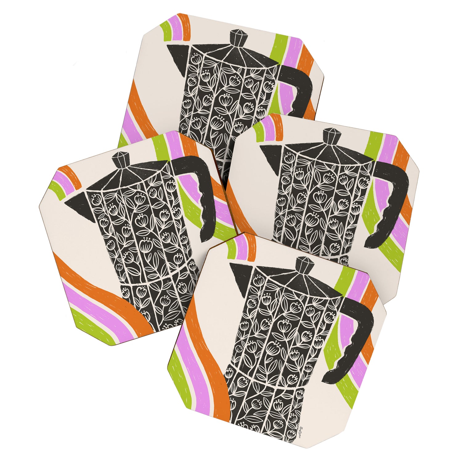 Moka Pot Rainbow - Cream Coaster Gallery Image 1