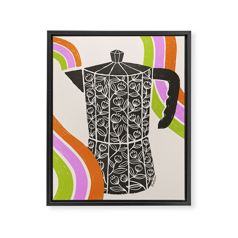 Moka Pot Rainbow - Cream Framed Canvas Print Gallery Image 8