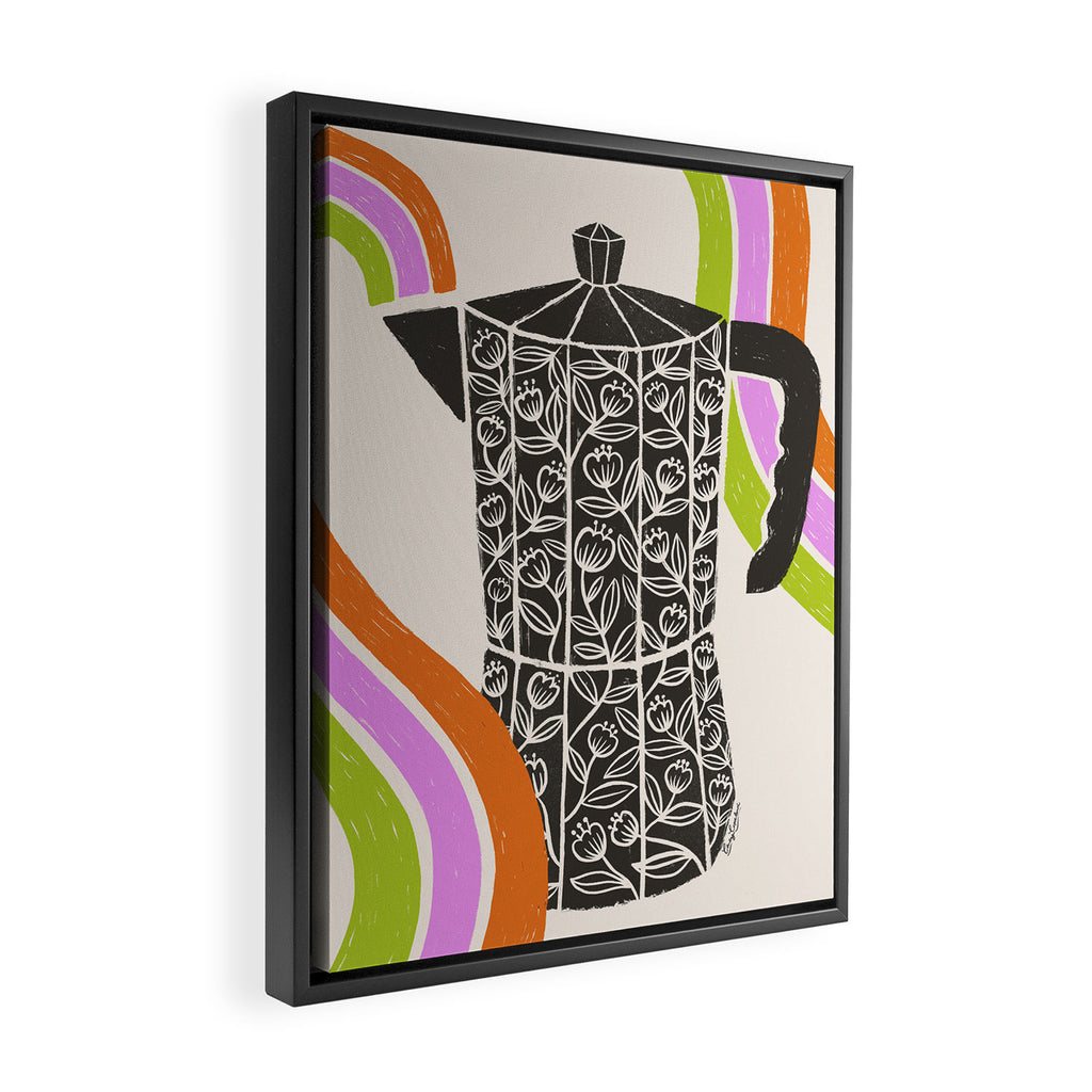 Moka Pot Rainbow - Cream Framed Canvas Print Gallery Image 2