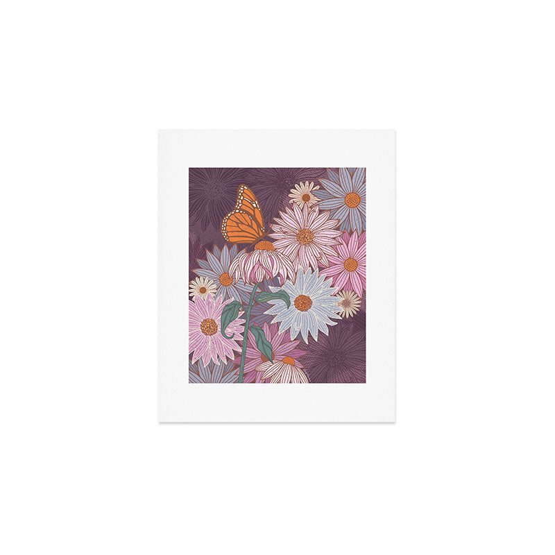 Monarch Butterfly and Wildflowers Art Print Gallery Image 1