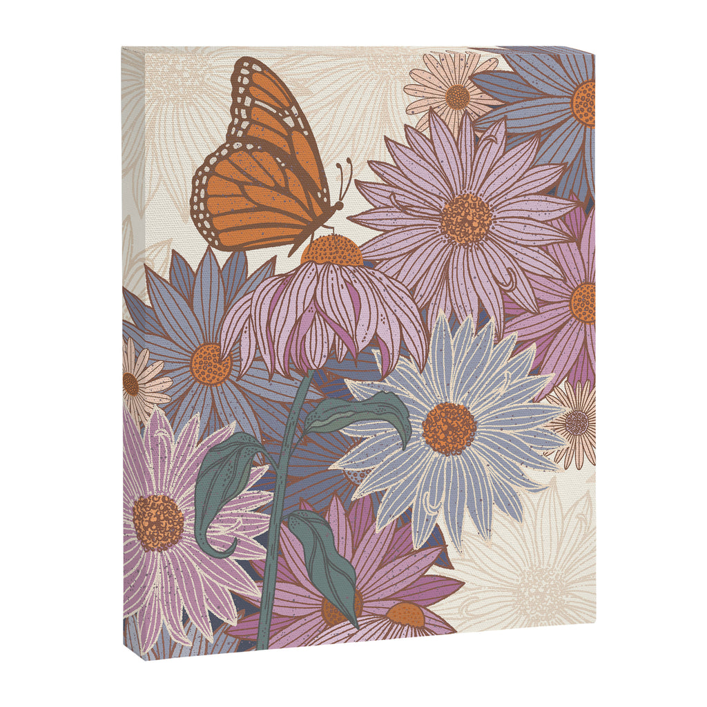 Monarch Butterfly and Wildflowers - Cream Canvas Print Gallery Image 8