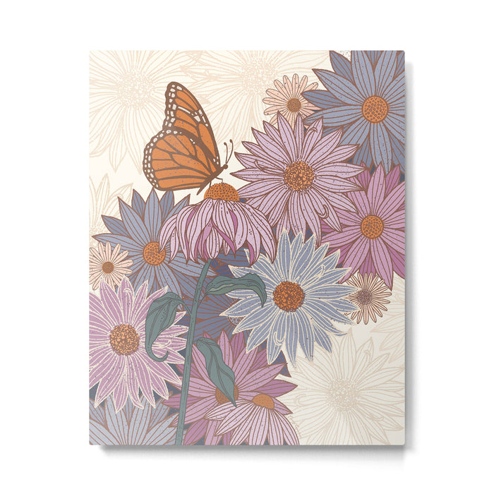 Monarch Butterfly and Wildflowers - Cream Metal Print Gallery Image 1