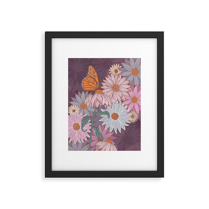 Monarch Butterfly and Wildflowers Framed Art Print Gallery Image 1