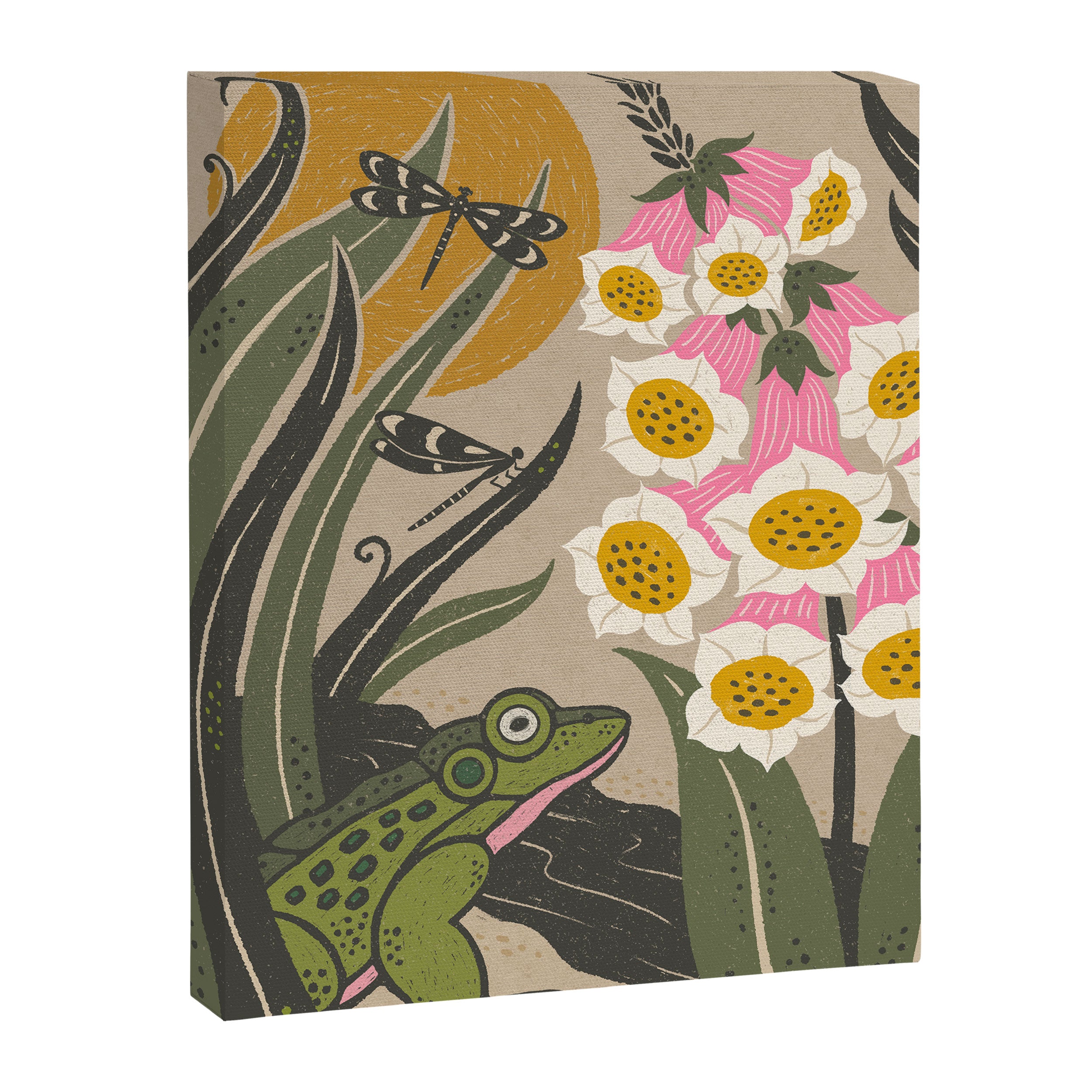 Moonlight Frog and Flowers Canvas Print Gallery Image 6