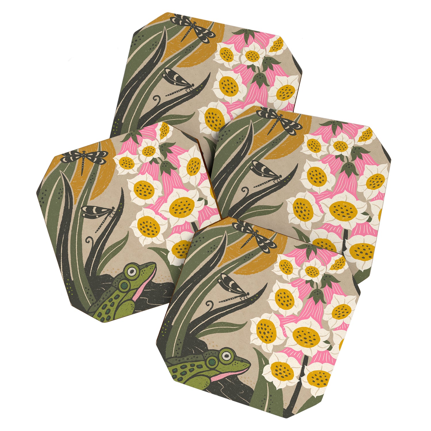 Moonlight Frog and Flowers Coaster Gallery Image 1