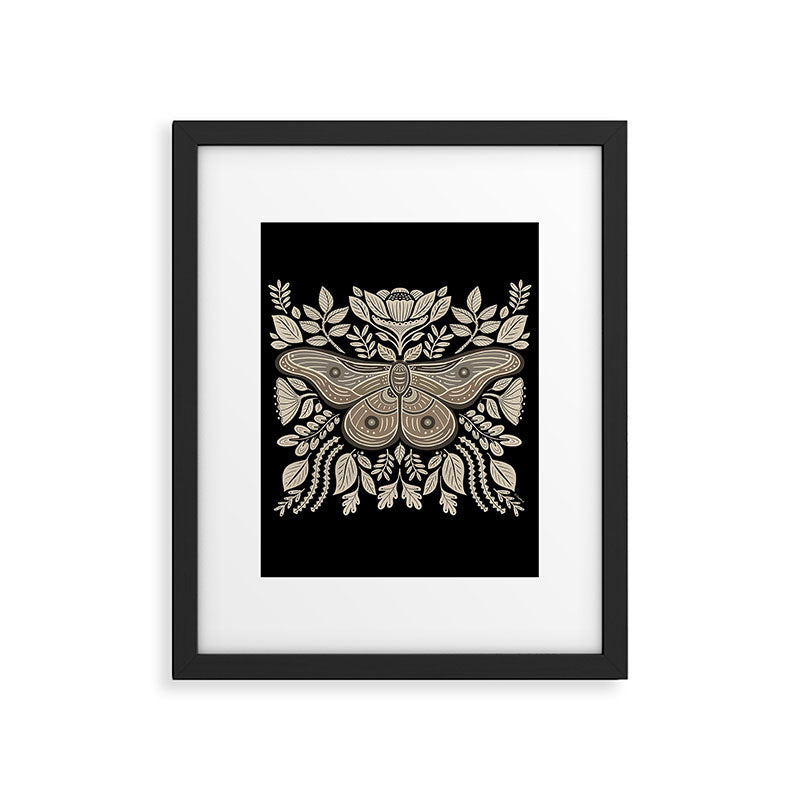 Moth Floral | Black & Brown Framed Art Print Gallery Image 6