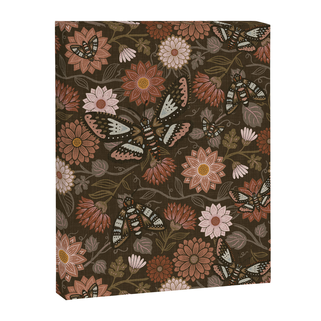 Moth Floral - Brown Canvas Print Gallery Image 6