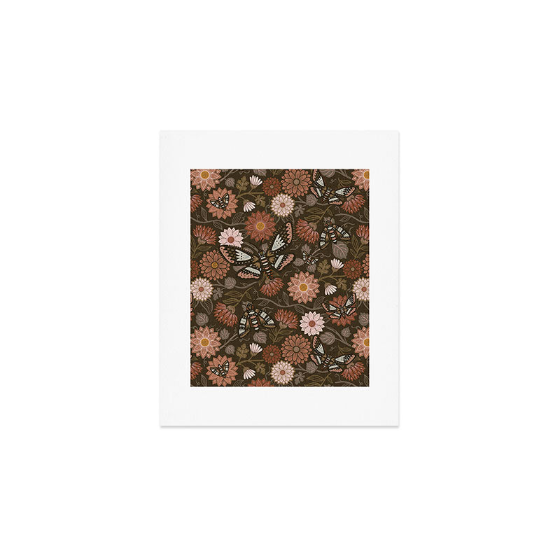 Moth Floral - Brown Art Print Gallery Image 1