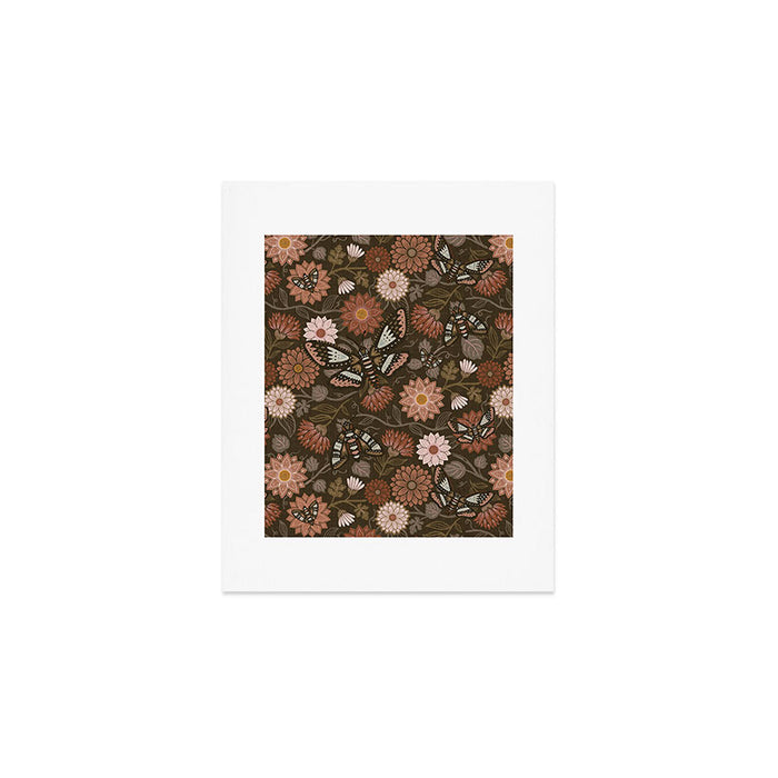 Moth Floral - Brown Art Print Gallery Image 1