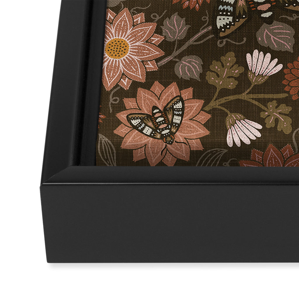 Moth Floral - Brown Framed Canvas Print Gallery Image 3