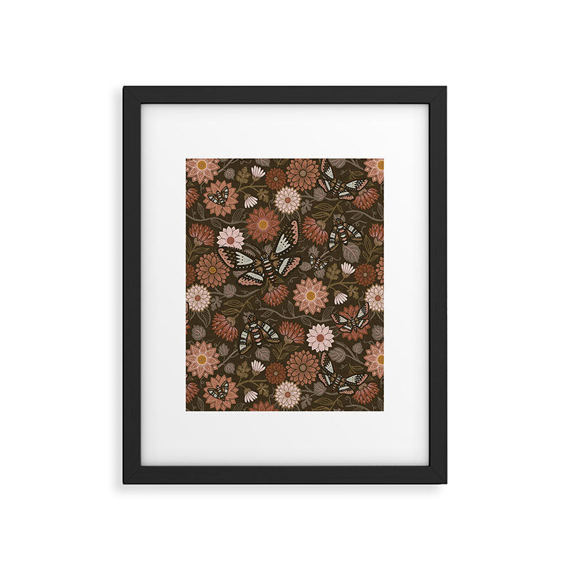 Moth Floral - Brown Framed Art Print Gallery Image 5