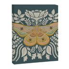 Moth Floral | Gold, Blue-Green Canvas Print Gallery Image 8