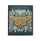 Moth Floral | Gold, Blue-Green Framed Canvas Print Gallery Image 8