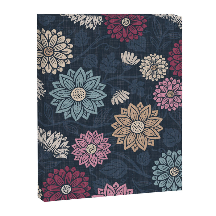 Mums and Vines Floral Burgundy Blues Canvas Print Gallery Image 1