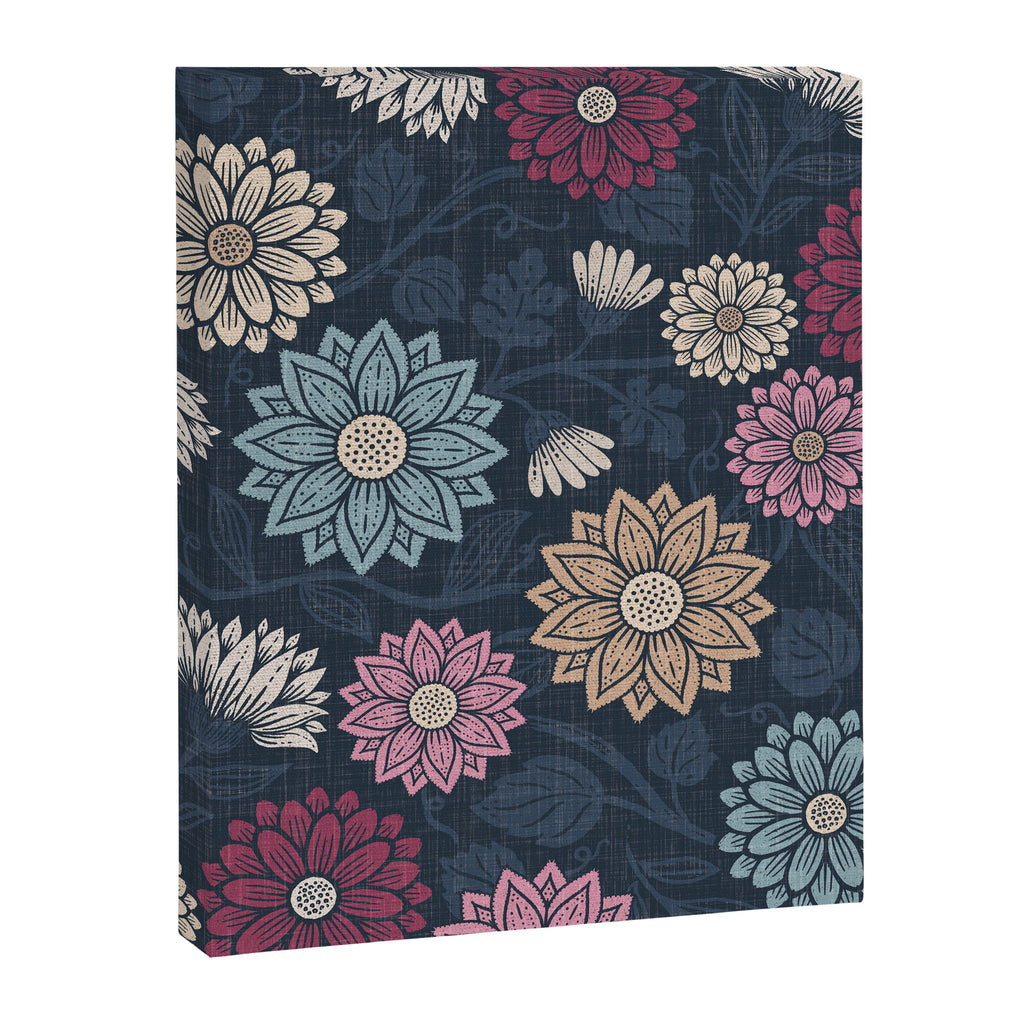 Mums and Vines Floral Burgundy Blues Canvas Print Gallery Image 8