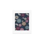 Mums and Vines Floral Burgundy Blues Art Print Gallery Image 1