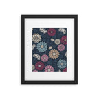 Mums and Vines Floral Burgundy Blues Framed Art Print Gallery Image 6