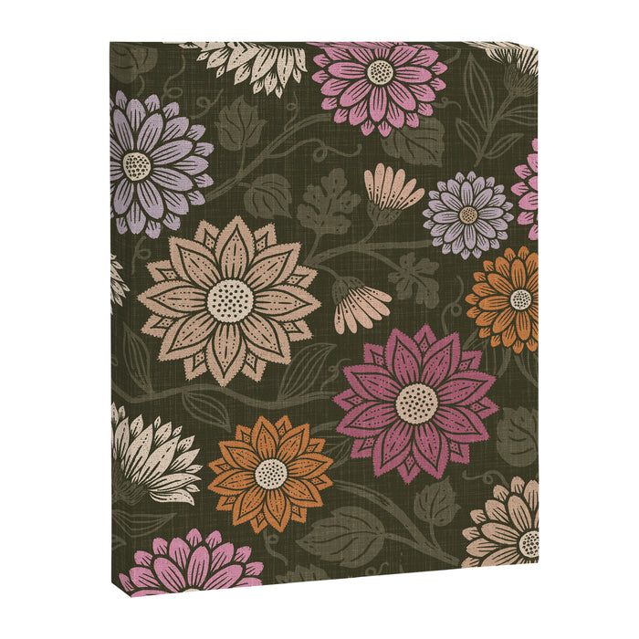 Mums and Vines Floral Mauve Olive and Rust Canvas Print Gallery Image 1