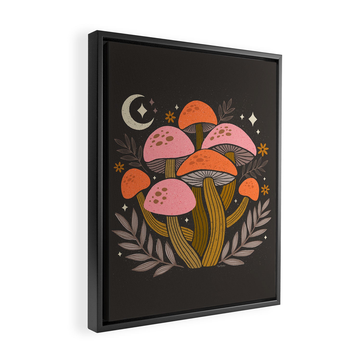Mushrooms and Moons - Dark Framed Canvas Print Gallery Image 2