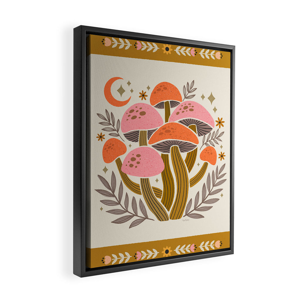 Mushrooms and Moons - Light Framed Canvas Print Gallery Image 2