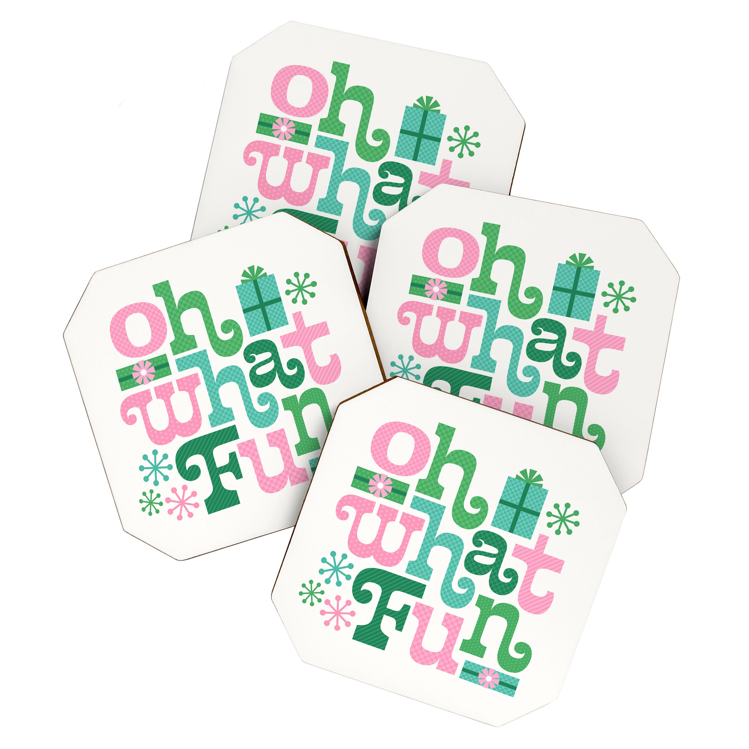 Oh What Fun - Pink and Green Coaster Gallery Image 1