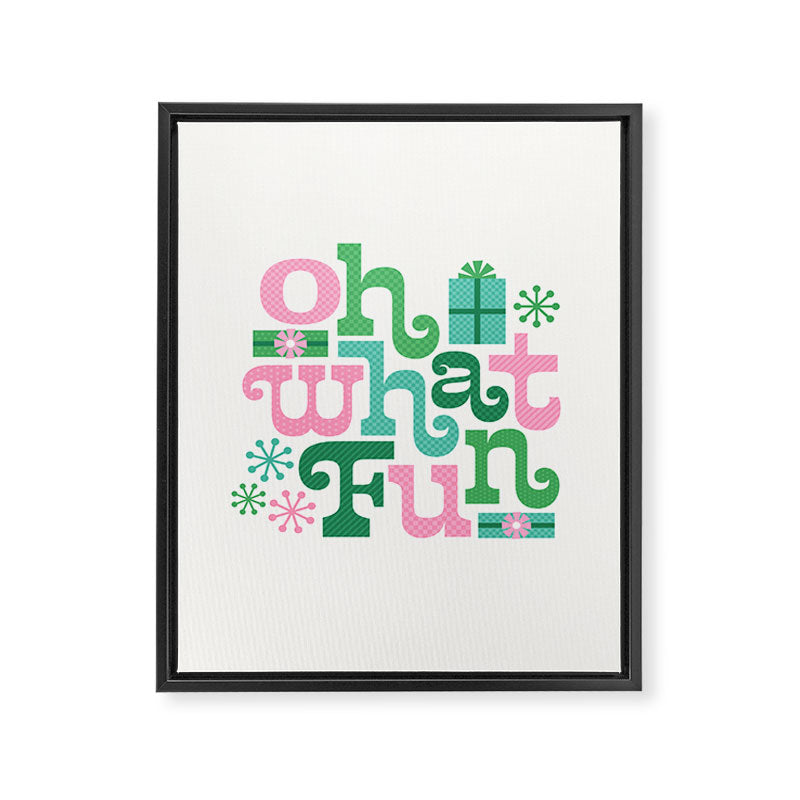 Oh What Fun - Pink and Green Framed Canvas Print Gallery Image 8