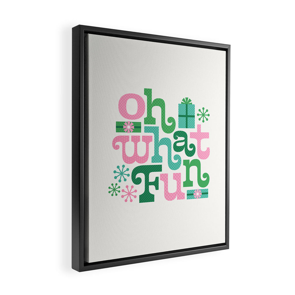 Oh What Fun - Pink and Green Framed Canvas Print Gallery Image 2