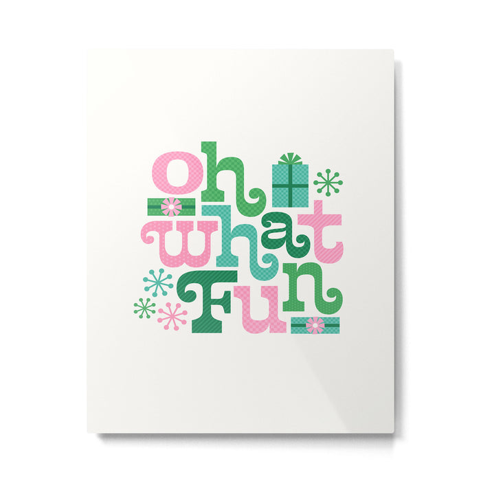 Oh What Fun - Pink and Green Metal Print Gallery Image 1