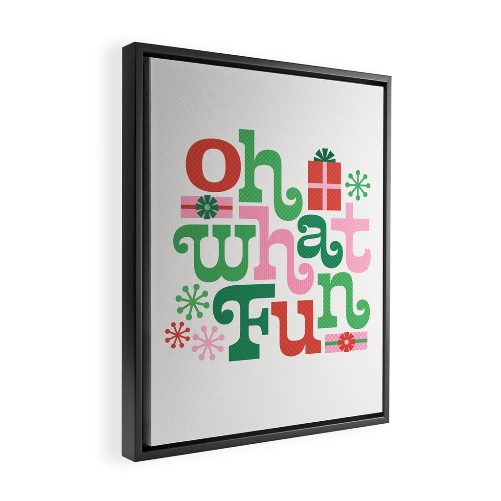 Oh What Fun - Red and Green Framed Canvas Print Gallery Image 2