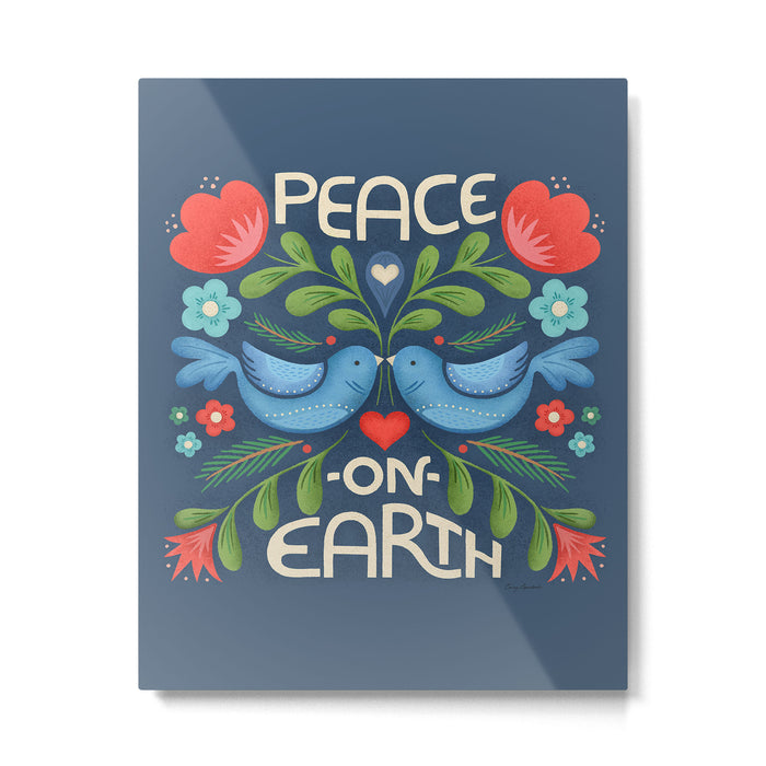 Peace On Earth Doves - Blue Metal Print Gallery Image 1