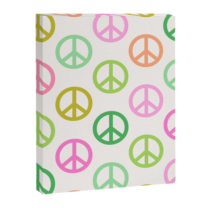 Peace Symbol - Pink & Green Canvas Print Gallery Image 1