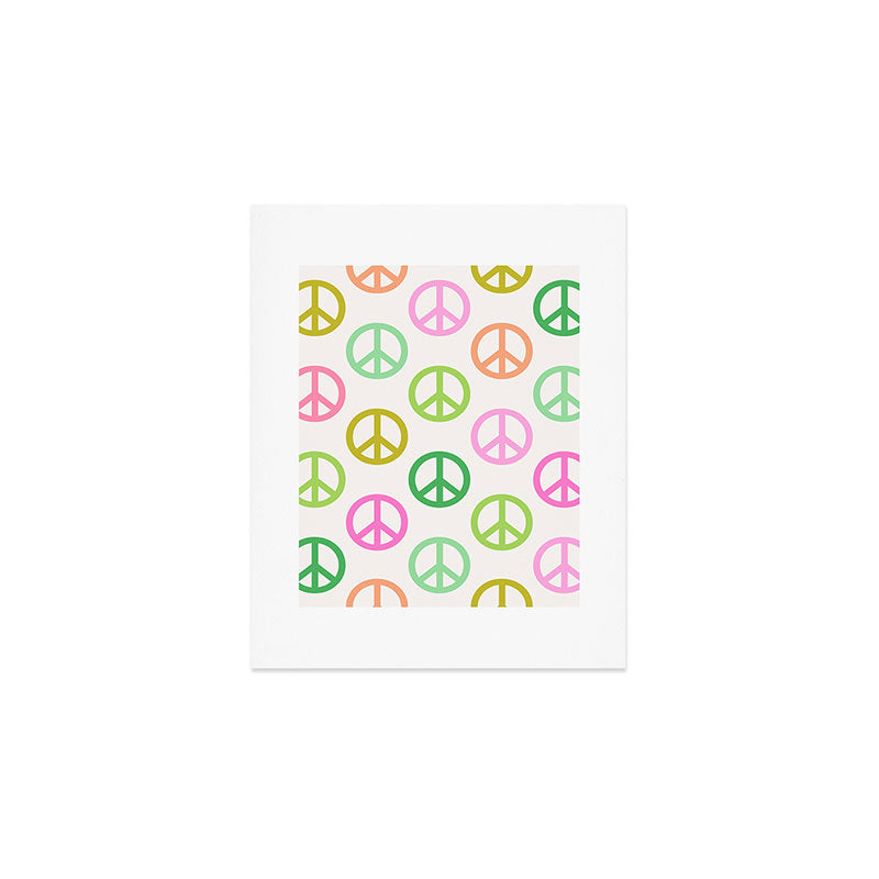 Peace Symbol - Pink & Green Art Print Gallery Image 1