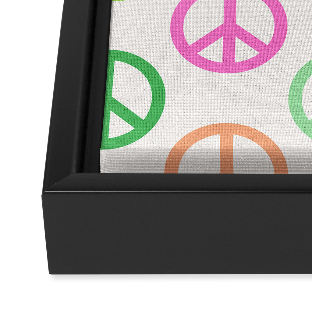 Peace Symbol - Pink & Green Framed Canvas Print Gallery Image 3