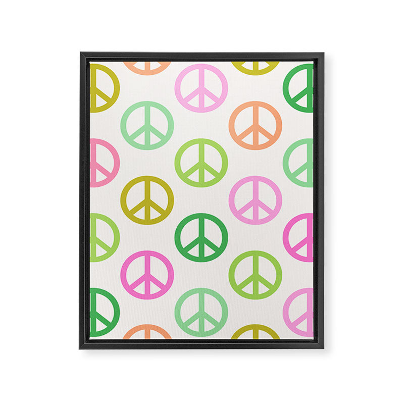 Peace Symbol - Pink & Green Framed Canvas Print Gallery Image 8