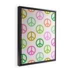Peace Symbol - Pink & Green Framed Canvas Print Gallery Image 2