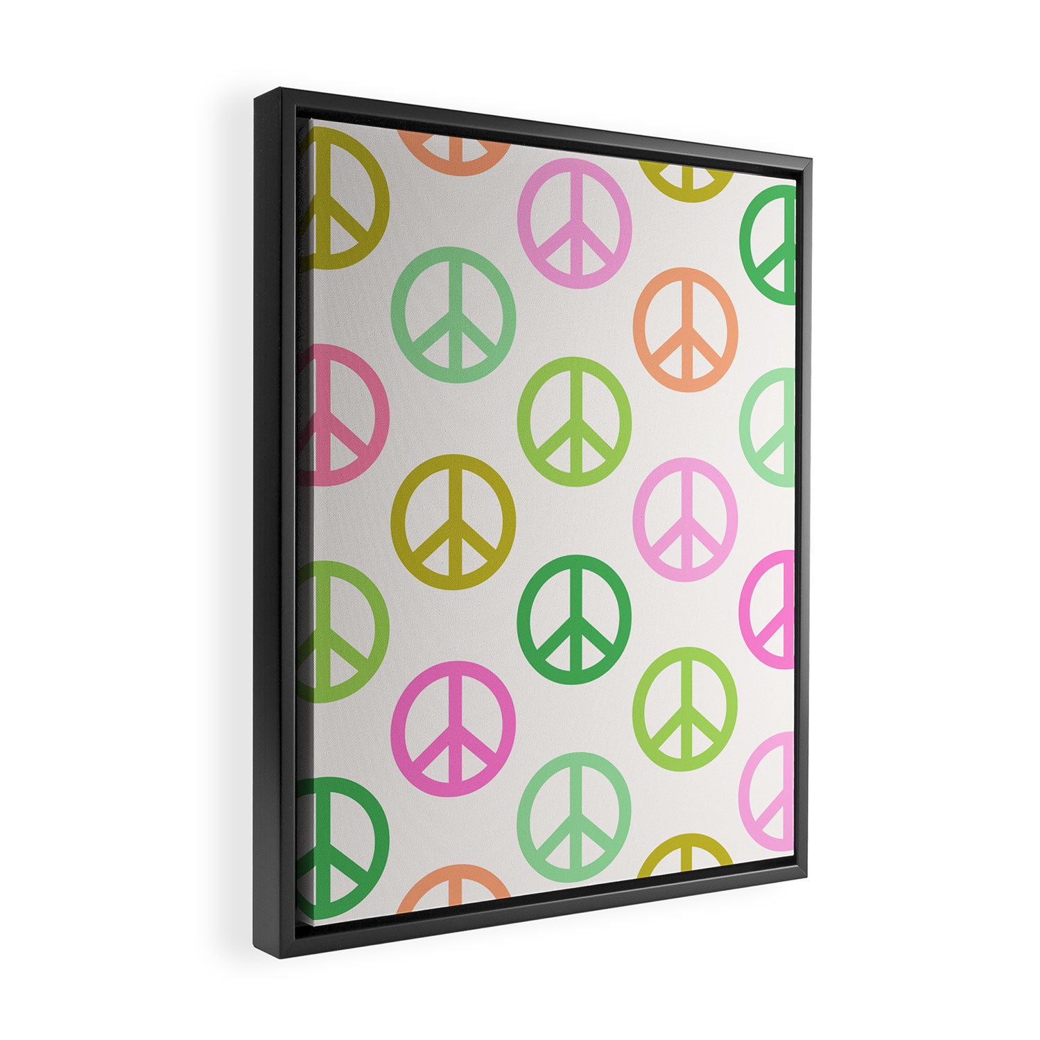 Peace Symbol - Pink & Green Framed Canvas Print Gallery Image 2