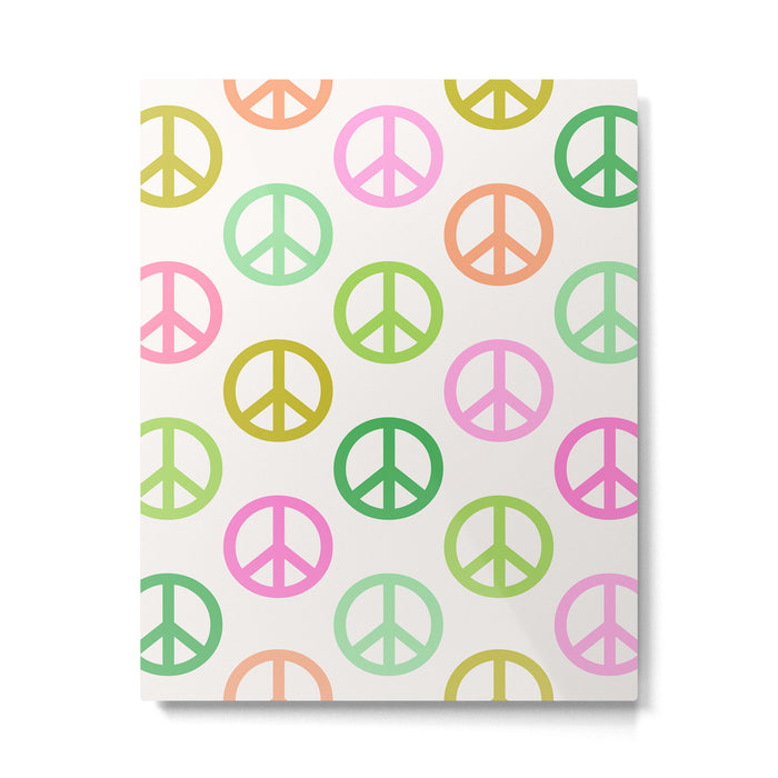 Peace Symbol - Pink & Green Metal Print Gallery Image 1