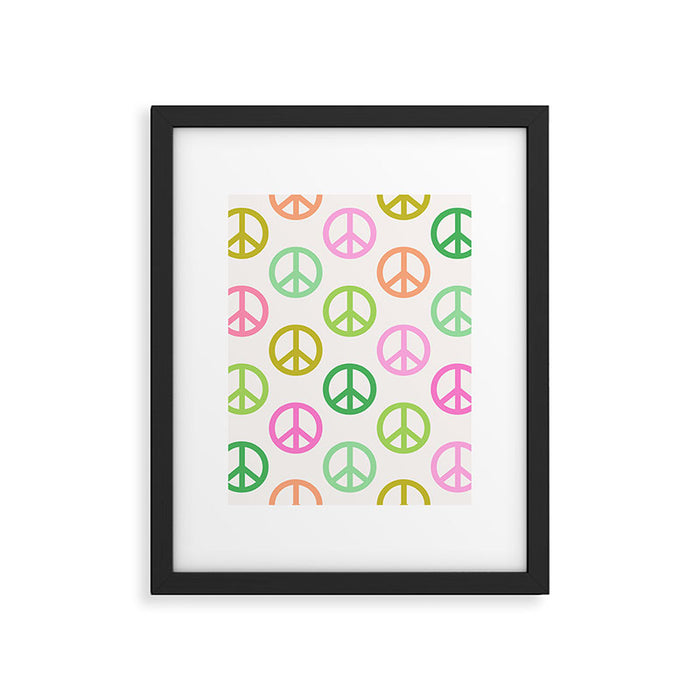 Peace Symbol - Pink & Green Framed Art Print Gallery Image 1