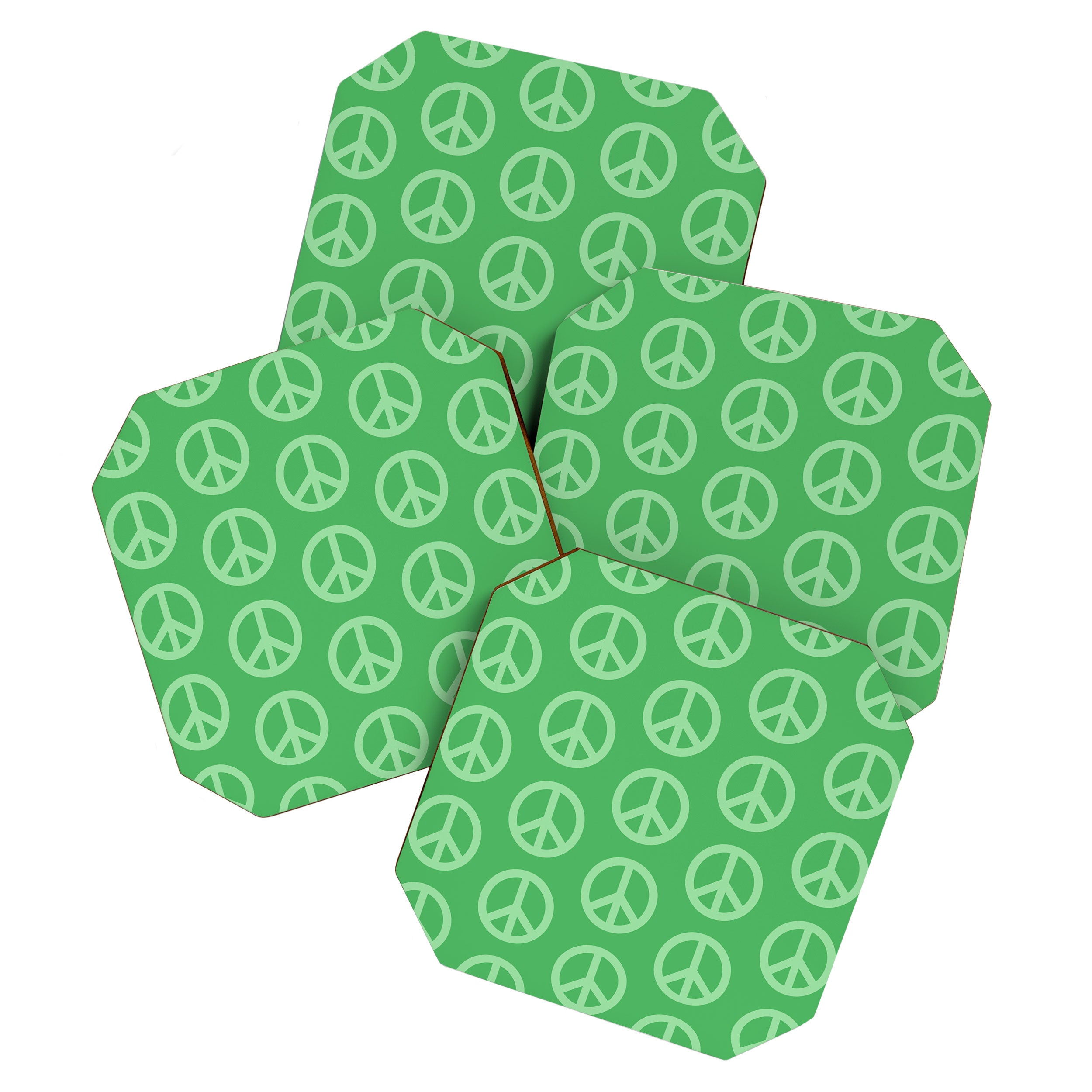 Peace Symbols - Green Coaster Gallery Image 1